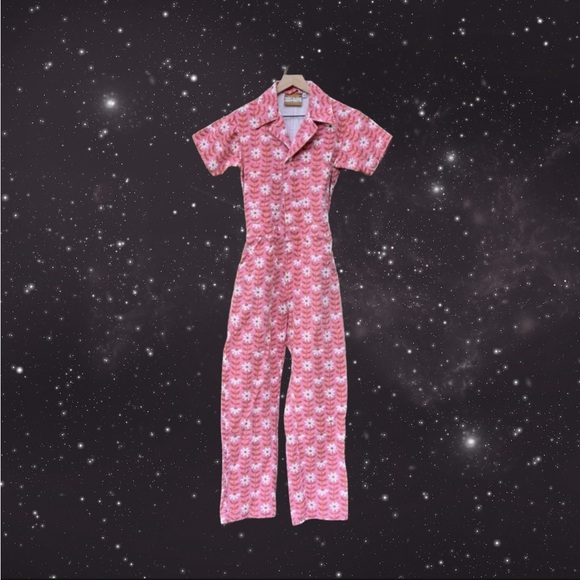 Big Bud Press Pink Daisy Chain Short Sleeve Jumpsuit Size XS